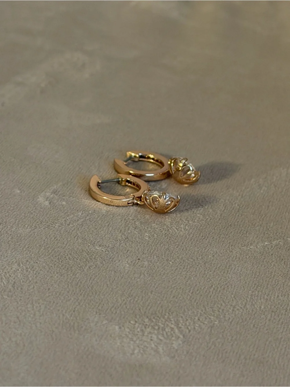 kate spade Rose Gold Hoop Earrings with Clear Crystal Drops
